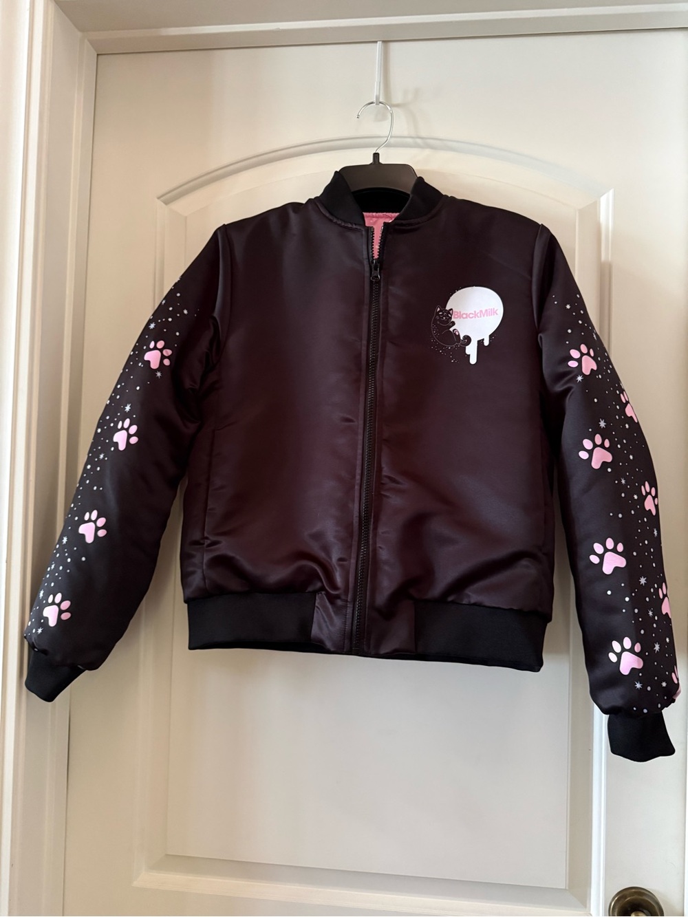 BlackMilk Black Bomber Jacket with Cats Yin Yang Symbol